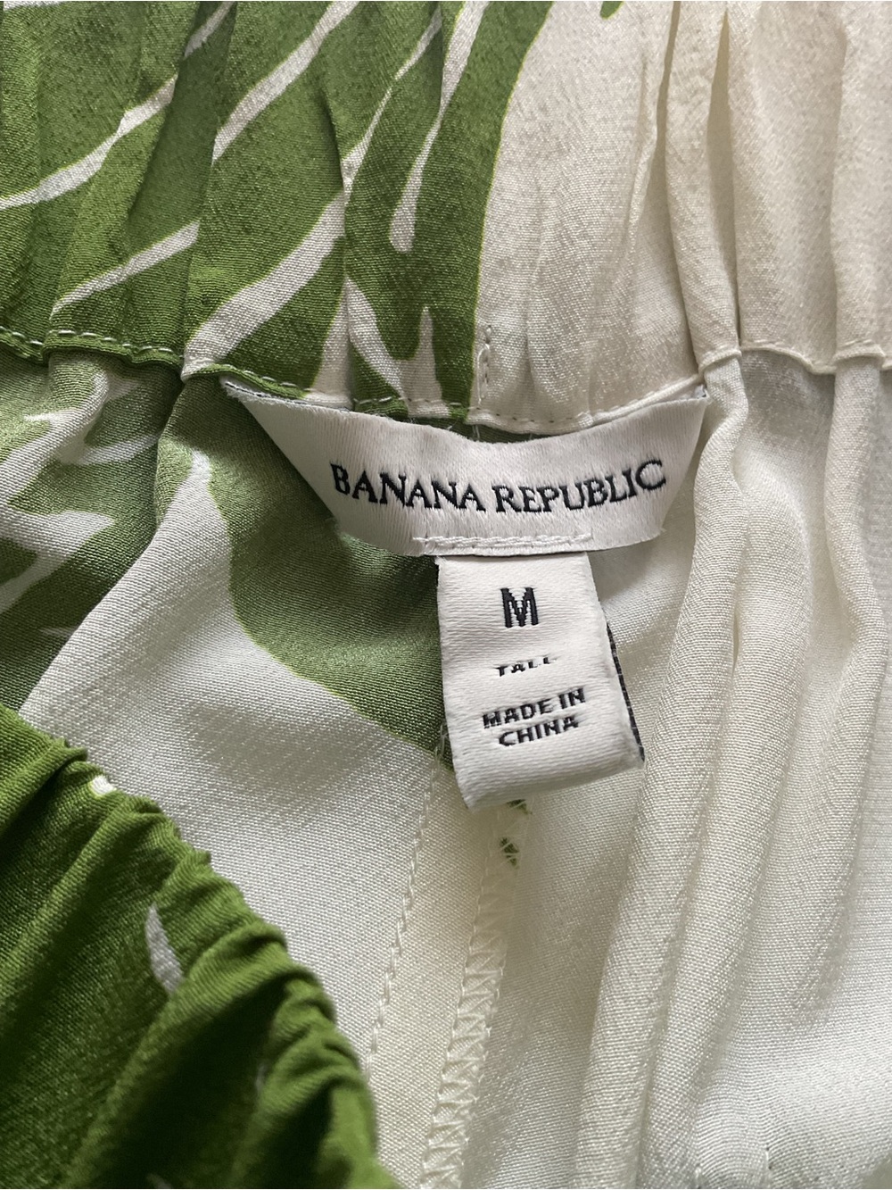 Banana Republic M Tall 100% Silk Floral Wide Leg Palazzo Pants Green - Picture 8 of 13